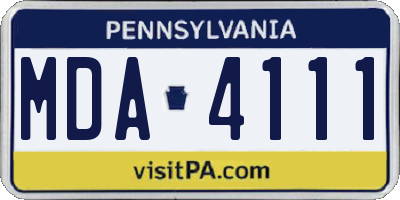 PA license plate MDA4111