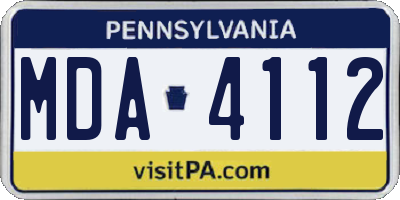 PA license plate MDA4112
