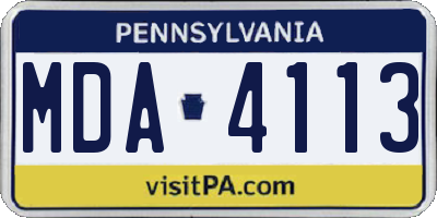 PA license plate MDA4113