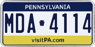 PA license plate MDA4114
