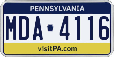 PA license plate MDA4116