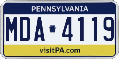 PA license plate MDA4119