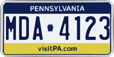 PA license plate MDA4123