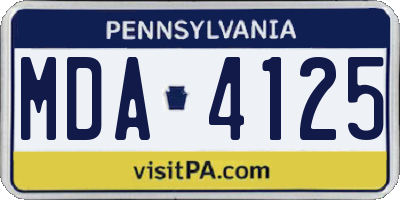 PA license plate MDA4125
