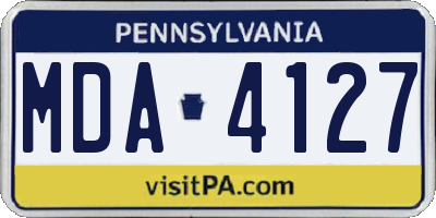 PA license plate MDA4127