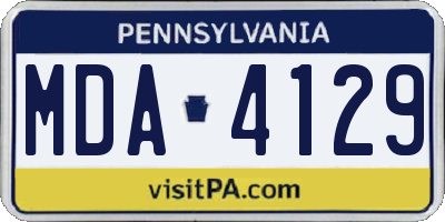 PA license plate MDA4129