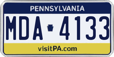 PA license plate MDA4133