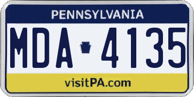 PA license plate MDA4135