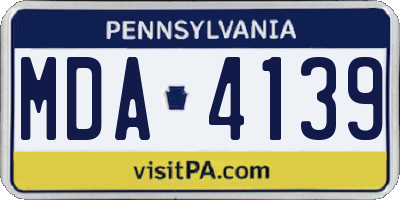 PA license plate MDA4139