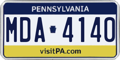 PA license plate MDA4140