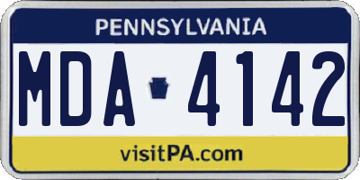 PA license plate MDA4142