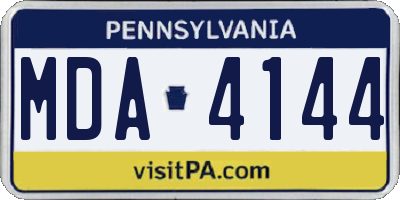 PA license plate MDA4144