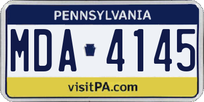 PA license plate MDA4145