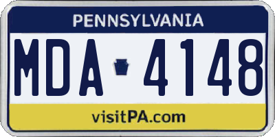 PA license plate MDA4148
