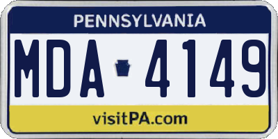 PA license plate MDA4149