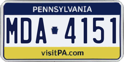 PA license plate MDA4151