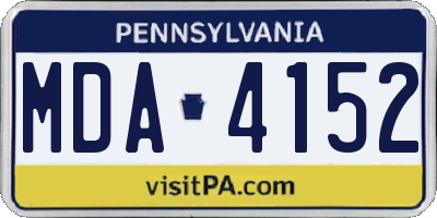 PA license plate MDA4152