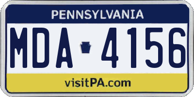 PA license plate MDA4156