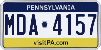 PA license plate MDA4157