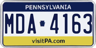PA license plate MDA4163