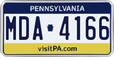 PA license plate MDA4166