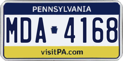 PA license plate MDA4168