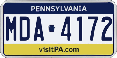 PA license plate MDA4172
