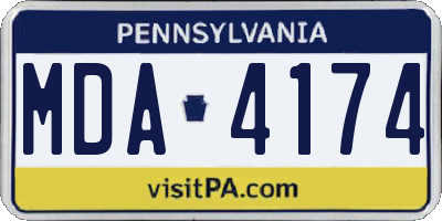 PA license plate MDA4174