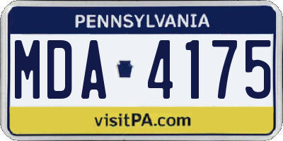 PA license plate MDA4175