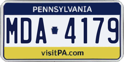 PA license plate MDA4179