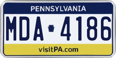 PA license plate MDA4186