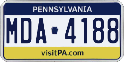 PA license plate MDA4188