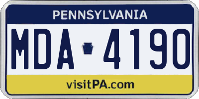 PA license plate MDA4190