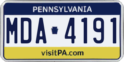 PA license plate MDA4191