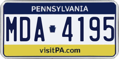 PA license plate MDA4195