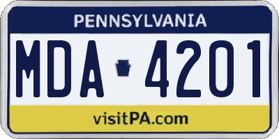 PA license plate MDA4201