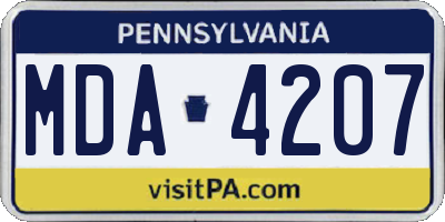 PA license plate MDA4207
