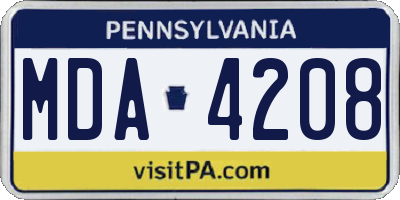 PA license plate MDA4208