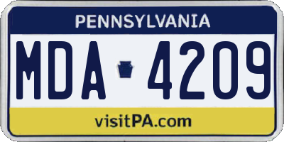 PA license plate MDA4209