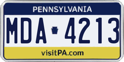 PA license plate MDA4213