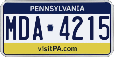 PA license plate MDA4215