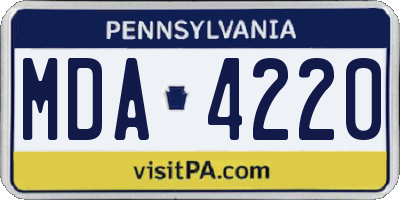 PA license plate MDA4220
