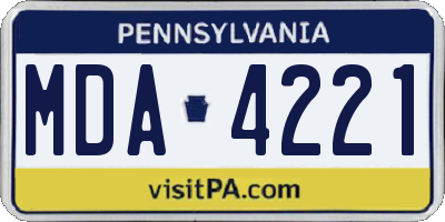 PA license plate MDA4221