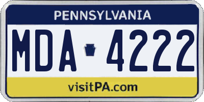 PA license plate MDA4222