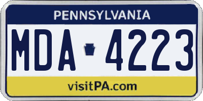 PA license plate MDA4223