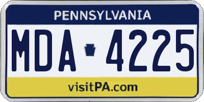 PA license plate MDA4225