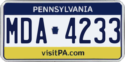 PA license plate MDA4233