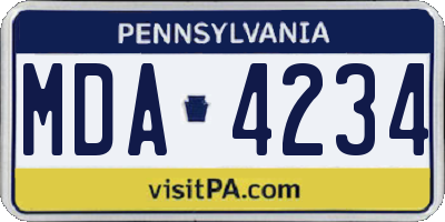 PA license plate MDA4234