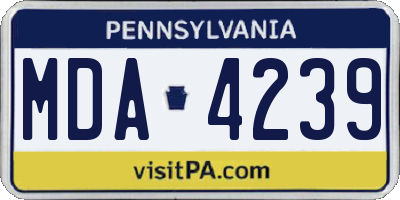 PA license plate MDA4239
