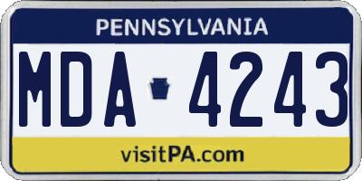 PA license plate MDA4243